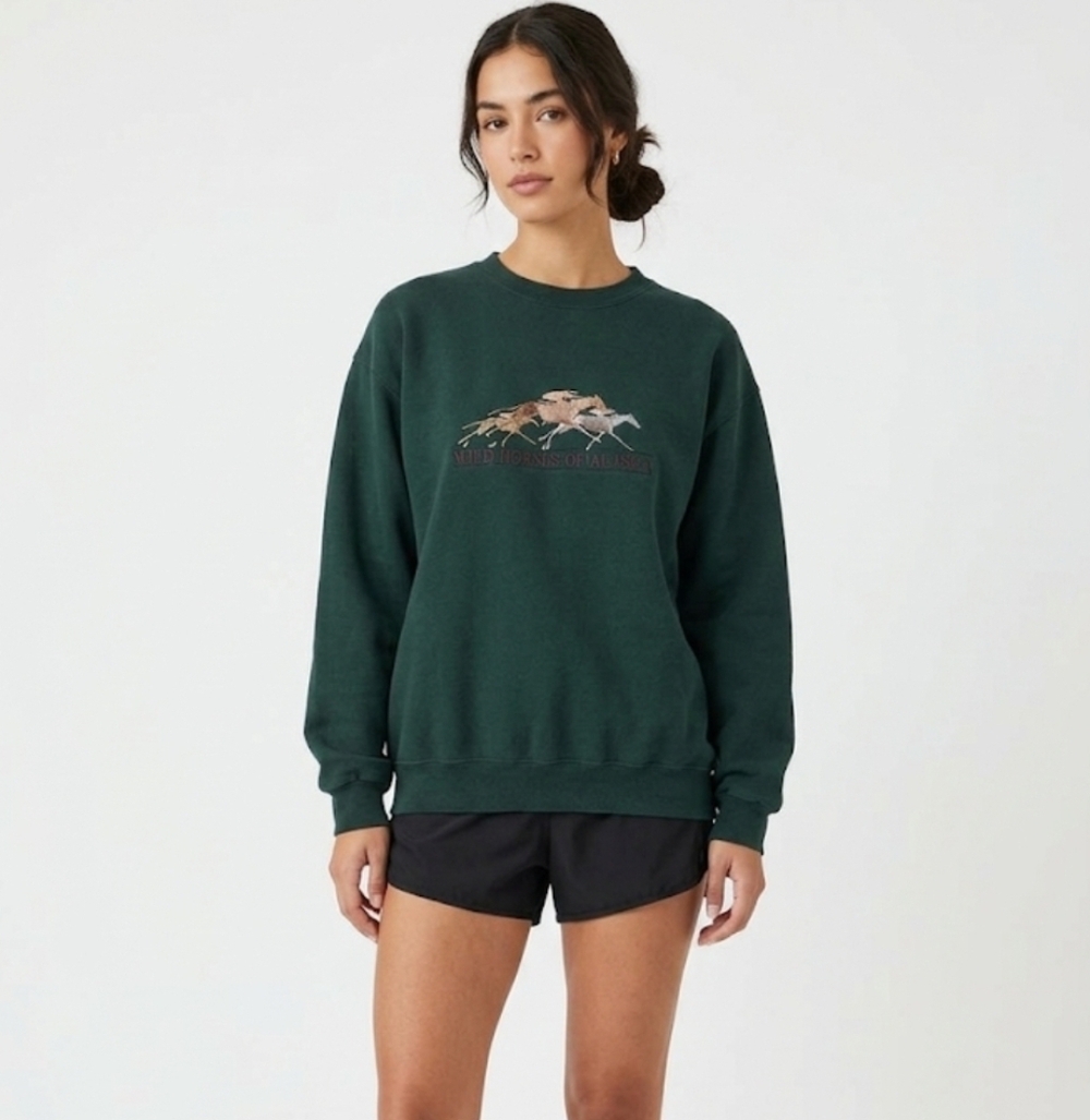 Y2K Cheyenne River Women's Vintage Green Sweater Size L Horse - Picture 1 of 7